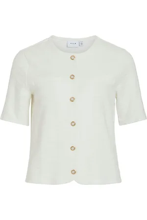 VILA Viamy O-Neck 2/4 Cardigan White