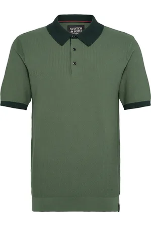 Scotch&Soda Structured Knitted Solid Polo Green