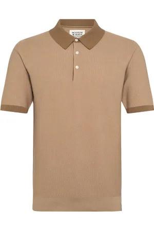 Scotch&Soda Structured Knitted Solid Polo Beige