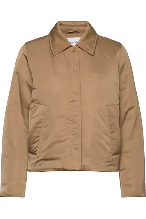 Calvin Klein Minimal Padded Satin Jacket Brown