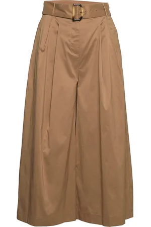 ESPRIT Blended Cotton Culottes With A Belt Brown