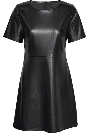 ONLY Onlanna Faux Leather Ss Dress Otw Black