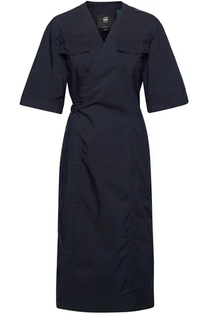 G-Star V-Neck Midi Wrap Dress Black