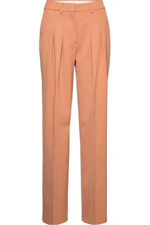 Calvin Klein Wool Twill Pleated Straight Pant Pink