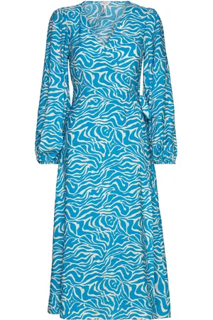 Object Objleonora L/S Wrap Midi Dress Noos Blue