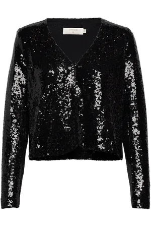 Cream Crcupid Sequin Blazer Black