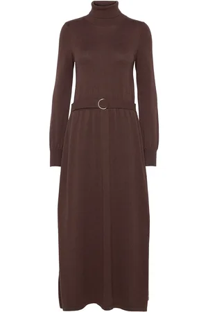 ESPRIT With Cashmere And Wool: Fine Knit Maxi Dress Brown