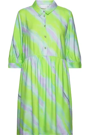 Coster Copenhagen Dress In Faded Stripe Print Green
