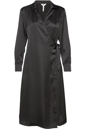 Object Objsateen Tania Ls Wrap Dress A Div Black