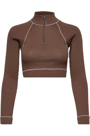 BARBARA KRISTOFFERSEN BY ROSEMUNDE Short Turtle Zip T-Shirt Brown