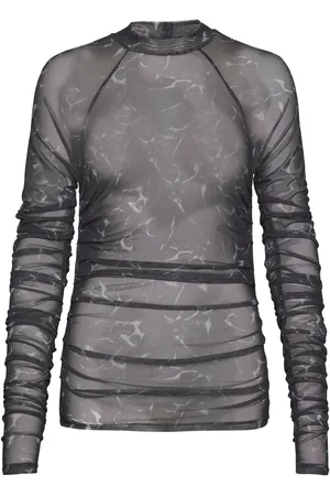 HAN Kjøbenhavn Printed Mesh Plated Long Sleeve Black