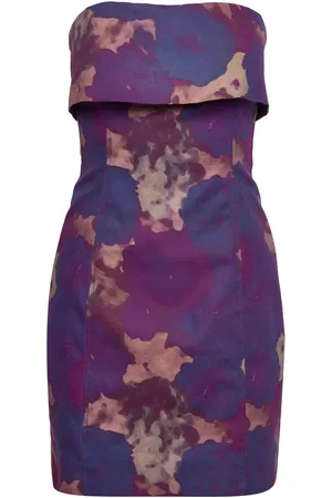 REMAIN Birger Christensen Printed Canvas Strapless Mini Dress Patterned