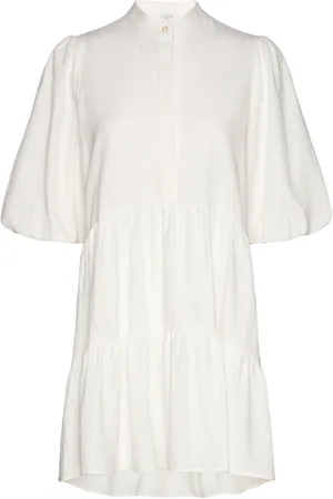 Norr Fie Short Solid Ss Dress White