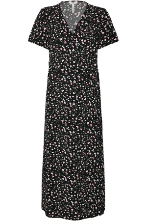 Object Objema Elise S/S Long Wrap Dress Rep . C Black