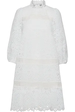 Ivy & Oak Balloon Power Embroidery Dress Midi White