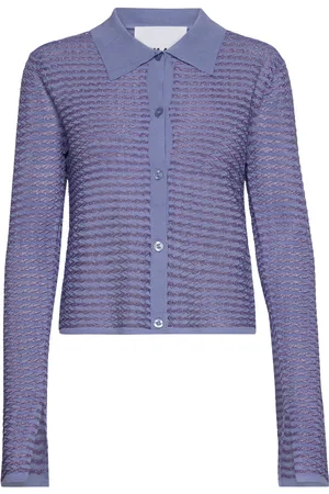REMAIN Birger Christensen Metallic Knit Cardigan Blue