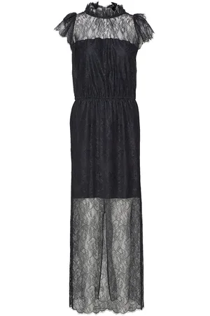 Designers Remix Long Ruffled Lace Dress Black