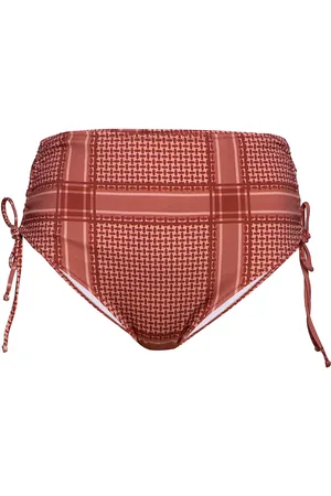 Zizzi Bikini Buttoms Plus Print High Waist Tie Red