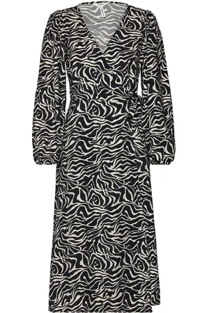Object Objleonora L/S Wrap Midi Dress Noos Black