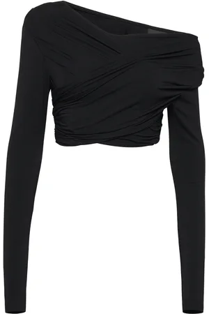 HAN Kjøbenhavn Viscose Jersey Stretch Cropped Long Sleeve Top Black