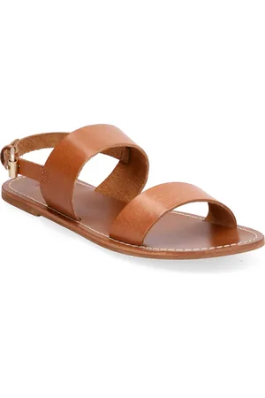 MANGO Leather Sandals With Straps Brown