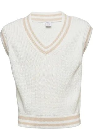 Lindex Sweater Vest Knitted Stripe White