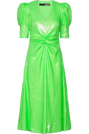 ROTATE Sequins Maxi V-Neck Dress Green