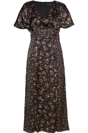 French Connection Ingrid Inu Sat Drape Midi Dres Patterned