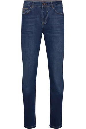 MCS Leather Detail Denim Jeans Blue