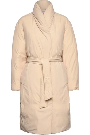Calvin Klein Recycled Down Wrap Puffer Coat Cream
