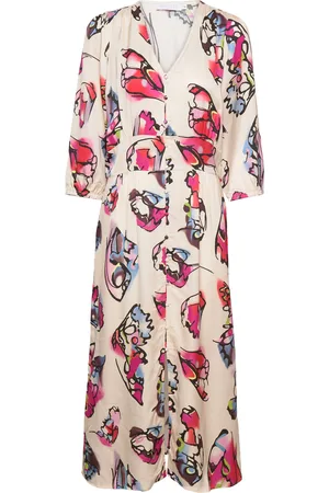 Coster Copenhagen Dress With Buttons In Butterfly Pri Patterned