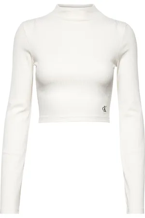 Calvin Klein Shiny Rib High Neck Long Sleeve White