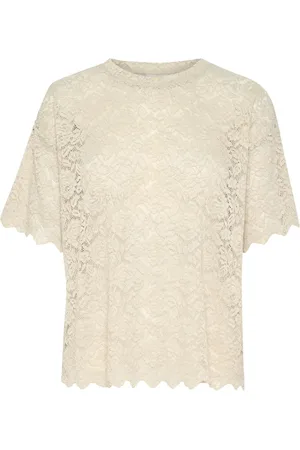 Kaffe Kajaiden Lace T-Shirt Cream