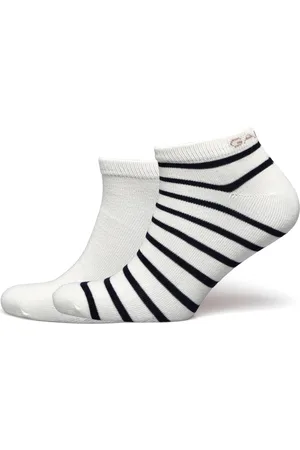 GANT Stripe And Solid Ankle Socks 2-P White