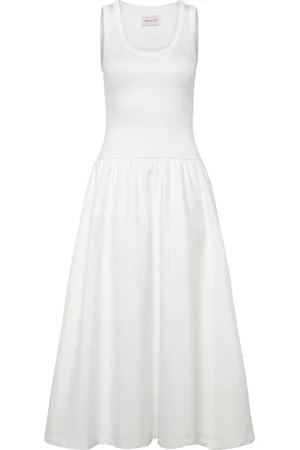 GANT Jersey Woven Midi Dress White