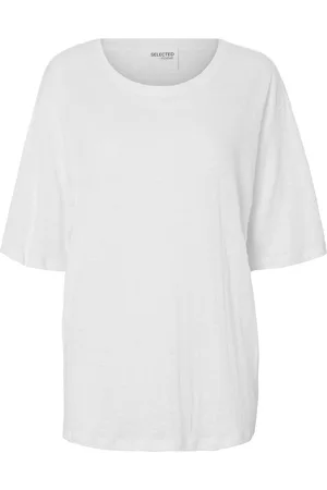 SELECTED Slfvilja Linen Ss Tee White