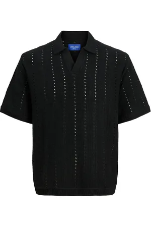 JACK & JONES Jorparos Knit Easter Ss Crochet Polo Jack & J S Black