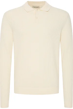 Casual Friday Cfnolan Ls Ribbed Polo Knit Cream