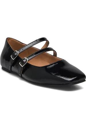 Bianco Biarose Karré Double Mary Jane Flat Faux Leather Black