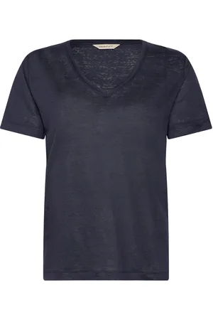 GANT Reg Linen V-Neck Ss T-Shirt Navy