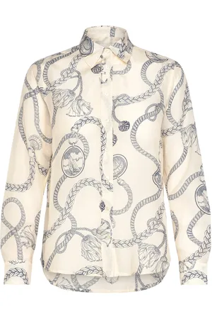 GANT Reg Sailing Print Cot Silk Shirt Cream