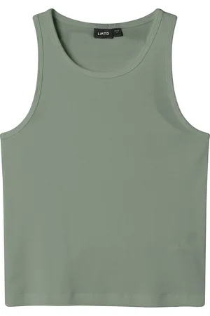 LMTD Nlfhinaja Crop Solid Tank Top Green