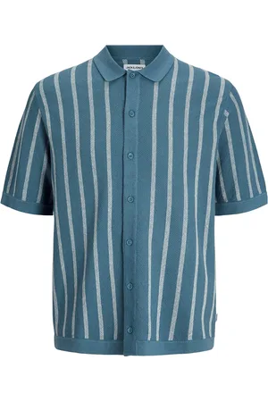 JACK & JONES Jjemil Knit Striped Shirt Ss Jack & J S Blue
