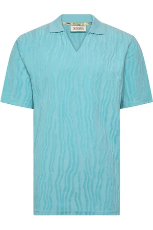 Scotch&Soda Jacquard Cotton Terry Relaxed-Fit Polo Blue