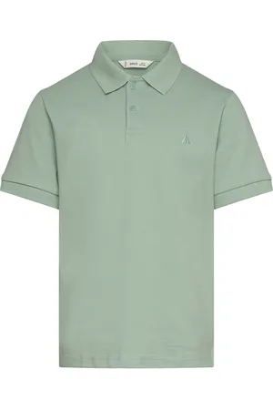 MANGO Short-Sleeved Cotton Polo Shirt Green