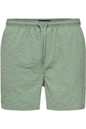 Only & Sons Onsted Life Solid Seersucker Swim Noos Green