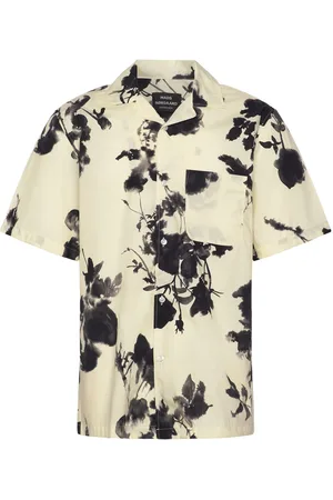 Mads Norgaard Organic Cotton Poplin Kenji Aop Shirt Ss Cream