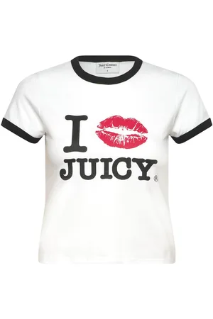 Juicy Couture I ‘Kiss’ Jc Fitted Ringer Tee White