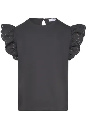 MANGO English-Embroidered Cotton T-Shirt Black