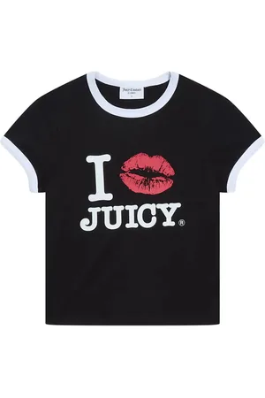 Juicy Couture I ‘Kiss’ Jc Fitted Ringer Tee Black
